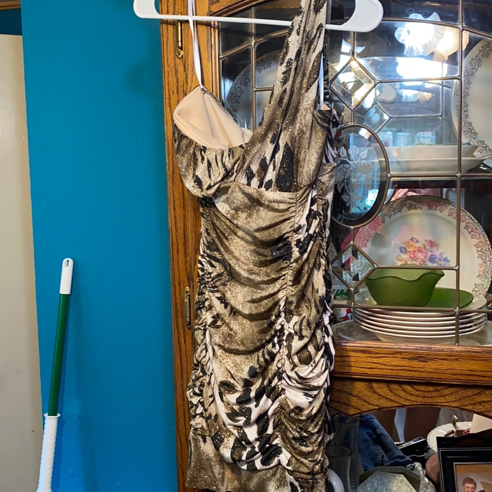 Taboo Leopard Print One-Shoulder Dress.